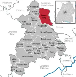 Kaart van Leonberg (Baden-Württemberg)