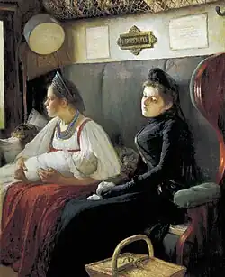 Onderweg in de trein, 1891