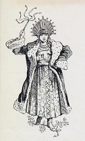 Prent van een dame in bont uit een brief van Von Sacher-Masoch, 1883
