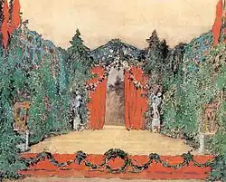 Benois' ontwerp van het doek voor de Ballets Russes