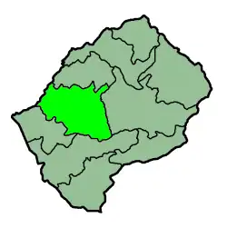 Ligging van het district in Lesotho