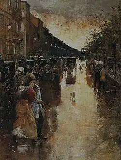 Unter den Linden na de regen, 1888