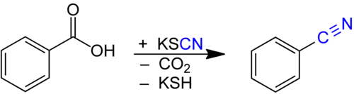 Algemeen reactieverloop van de Letts-nitrilsynthese