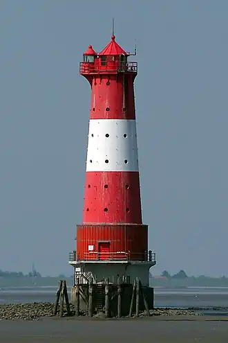 Vuurtoren Arngast bij laag water