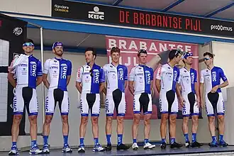 De ploeg aan de start van de Brabantse Pijl 2015.