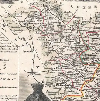 Het arrondissement op een kaart van 1852