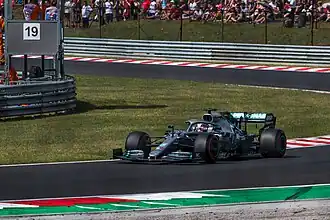 Zevenvoudig wereldkampioen Lewis Hamilton tijdens de GP van Hongarije in 2019.