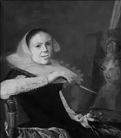 Infraroodopname, waarin te zien is dat op de ezel eerst een vrouwenkop werd afgebeeld