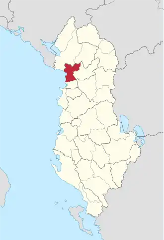 Ligging van Lezhë binnen Albanië