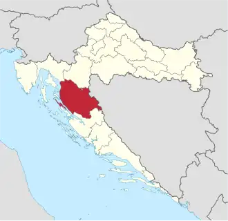 Locatie van provincie Lika-Senj in Kroatië