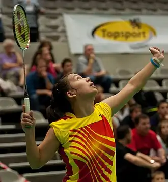 Lianne Tan tijdens de Yonex Belgian International Badminton Championships in 2011.
