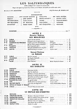 Libretto Les Saltimbanques