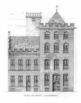 Reconstructietekening van G. de Hoog Hz. uit 1901 naar oude (middeleeuwse) situatie.