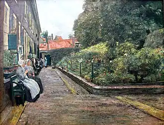 Schildering van het Sint Stevenshofje door Max Liebermann (1889)