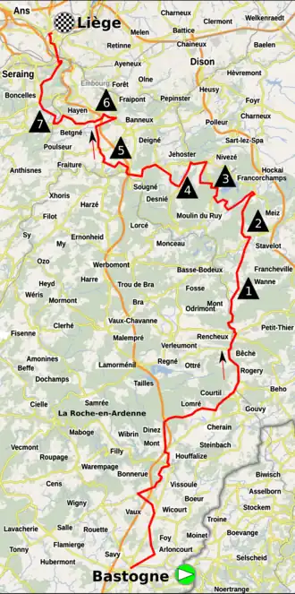 Routekaart van de Luik-Bastenaken-Luik 2021