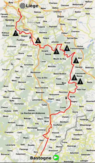 Routekaart van de Luik-Bastenaken-Luik 2022