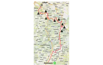 Routekaart van de Luik-Bastenaken-Luik 2023