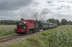 Gastoptreden van de locs 'Bison' (SGB) en 'Bello' (SHM) met reizigerstrein; 6 september 2015.