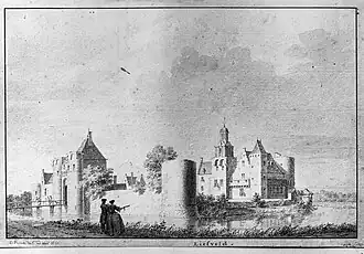 Het kasteel in 1731, door Cornelis Pronk