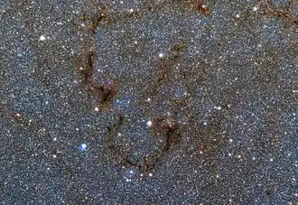 Een klein gedeelte van een gigapixel kleuren mozaïek van het hart van de Melkweg.