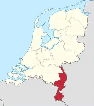 Kaart: Provincie Limburg in Nederland