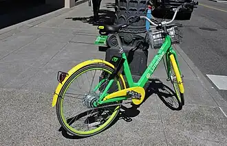 Een fiets van Lime in Seattle, 2017