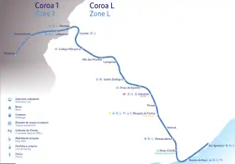 Blauwe lijn op de kaart