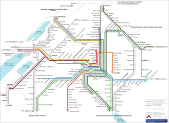 Netwerkkaart van de S-Bahn Bern