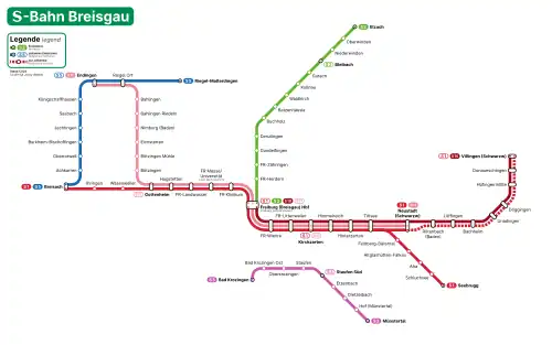 Lijnennetkaart Breisgau-S-Bahn