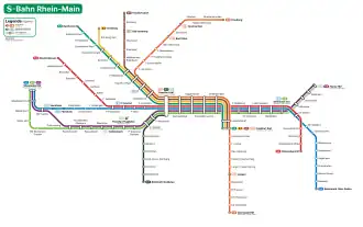 Netwerkkaart van de S-Bahn Rhein-Main