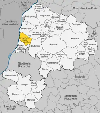 Kaart van Linkenheim-Hochstetten