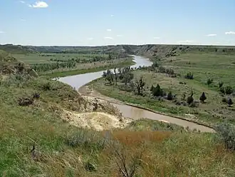 De Little Missouri River in Theodore Roosevelt National Park