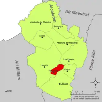 Kaart van Figueroles