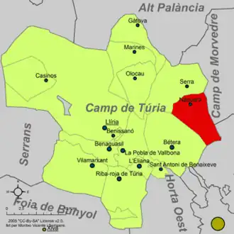 Kaart van Náquera / Nàquera