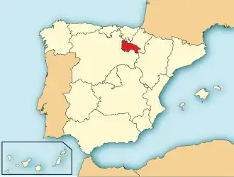 Ligging van La Rioja in Spanje