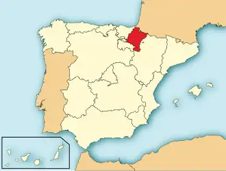 Ligging van Navarra in Spanje