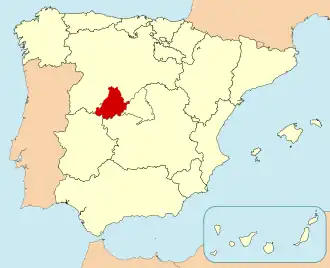 Ligging van Ávila in Spanje