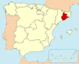 Ligging van Barcelona in Spanje
