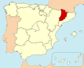 Ligging van Lleida in Spanje