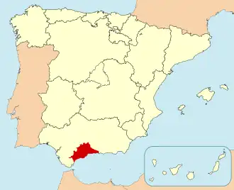 Ligging van Málaga in Spanje