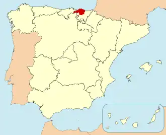 Ligging van Vizcaya / Bizkaia in Spanje