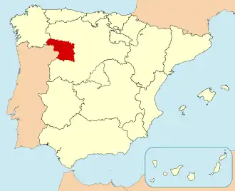 Ligging van Zamora in Spanje