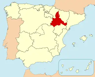 Ligging van Zaragoza in Spanje