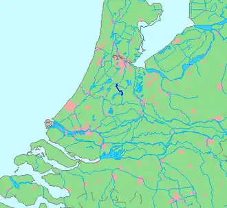 Ligging van de rivier in West-Nederland