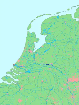 Ligging Nederrijn in Nederland