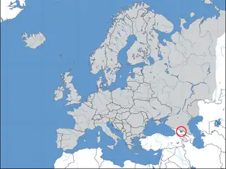 Locatie van Zuid-Ossetië in Europa.