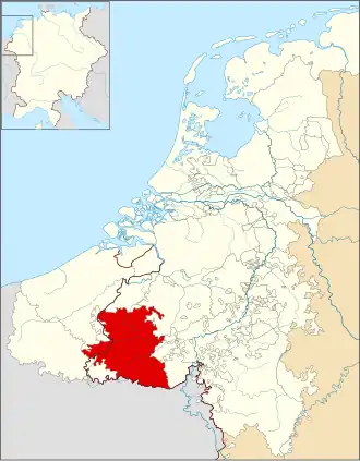 Het graafschap Henegouwen rond 1350.