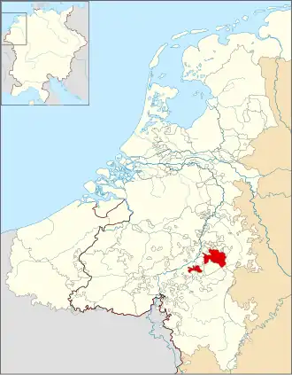 Het Hertogdom Limburg omstreeks 1350.