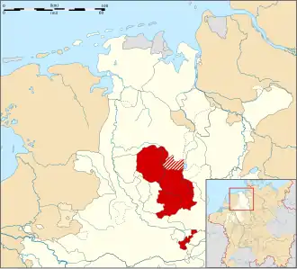 Het prinsbisdom Osnabrück in 1560.