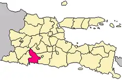 Ligging van Tulungagung in Oost-Java